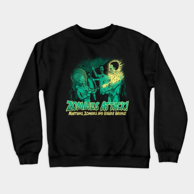 Zombies Attack Crewneck Sweatshirt by pigboom